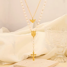 Load image into Gallery viewer, Angel Cross Pearl Necklace