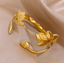 Load image into Gallery viewer, Lotus Deco Adjustable Bangle