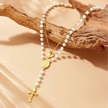 Load image into Gallery viewer, Angel Cross Pearl Necklace