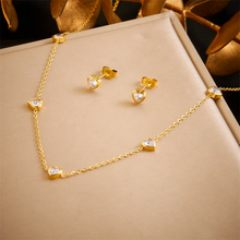 Load image into Gallery viewer, Heart Station Necklace & Earrings Set