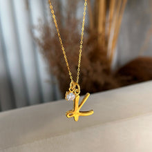 Load image into Gallery viewer, Initial Stone Chain Necklace
