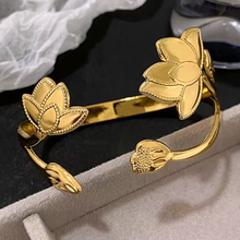 Load image into Gallery viewer, Lotus Deco Adjustable Bangle