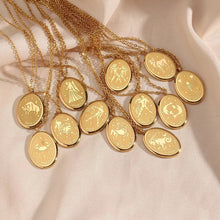 Load image into Gallery viewer, Oval Zodiac Sign Necklace