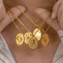 Load image into Gallery viewer, Oval Zodiac Sign Necklace