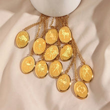 Load image into Gallery viewer, Oval Zodiac Sign Necklace