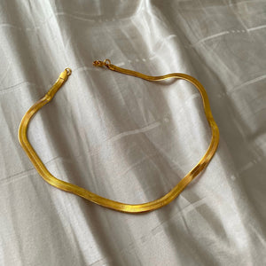Flat Snake Necklace 16" - Gold