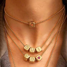 Load image into Gallery viewer, Cube Letter Diamond Necklace