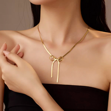 Load image into Gallery viewer, Elise Ribbon Necklace in GOLD / SILVER