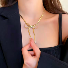 Load image into Gallery viewer, Elise Ribbon Necklace in GOLD / SILVER