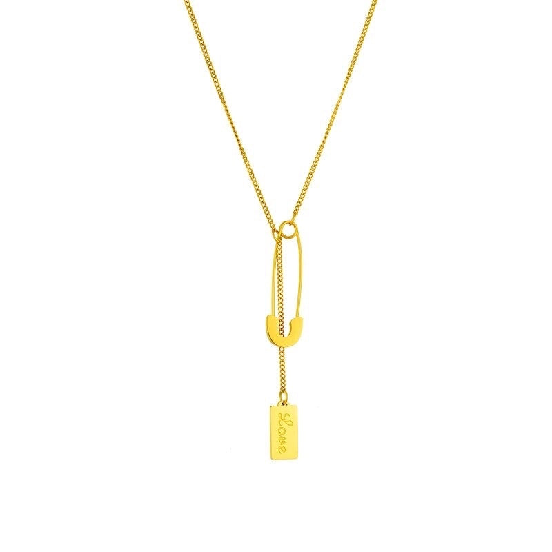 Pin Drop Lariat Chain Necklace