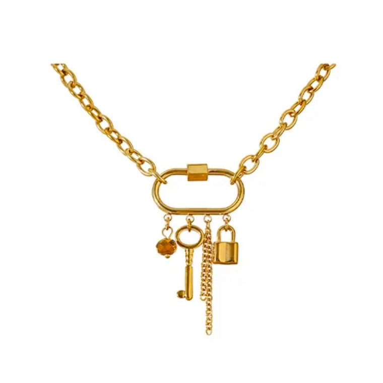 Lock Key Charmed Cable Necklace – MAZEE Jewelry