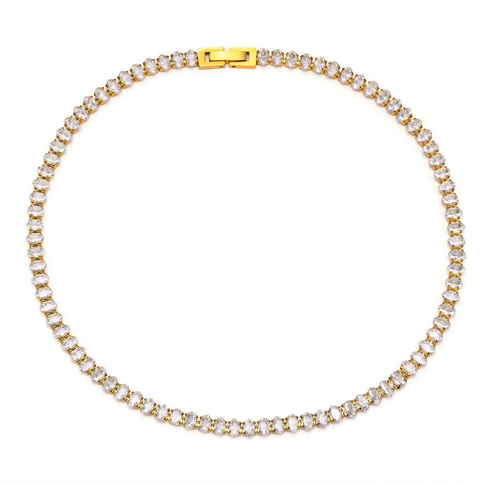 Oval Tennis Diamond Necklace
