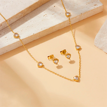 Load image into Gallery viewer, Heart Station Necklace &amp; Earrings Set