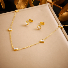 Load image into Gallery viewer, Heart Station Necklace &amp; Earrings Set