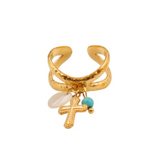 Load image into Gallery viewer, Cross Charm Adjustable Ring