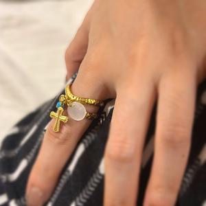 Cross Charm Adjustable Ring