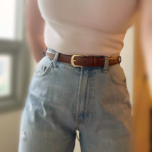 Basic Leather Belt in Choco