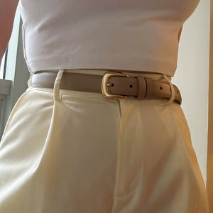 Basic Leather Belt in Khaki