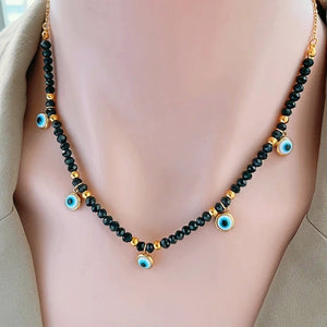 Evil Eye Beaded Chain Necklace