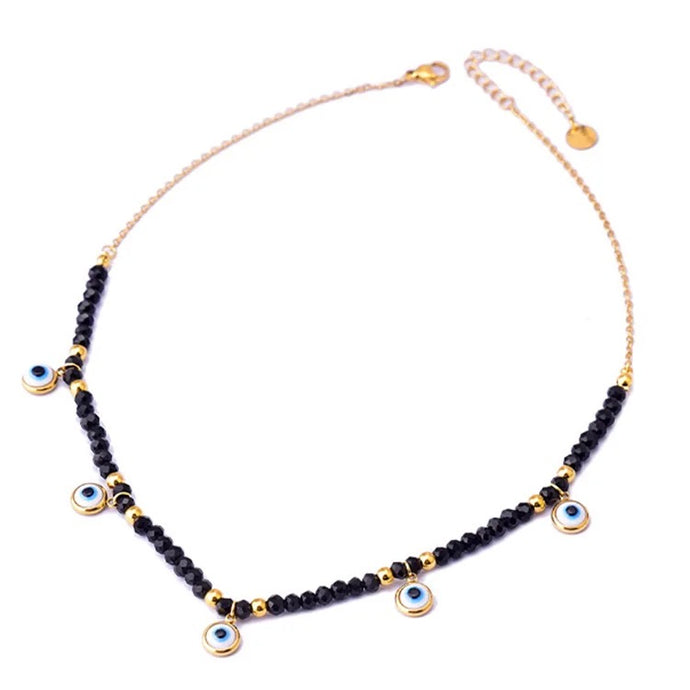 Evil Eye Beaded Chain Necklace