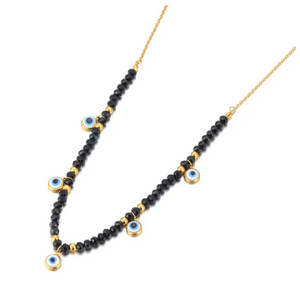 Evil Eye Beaded Chain Necklace