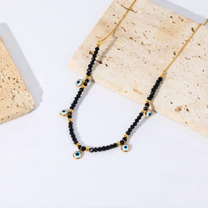 Evil Eye Beaded Chain Necklace