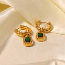 Load image into Gallery viewer, Emerald Drop Hoop Earrings