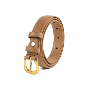 Basic Leather Belt in Khaki