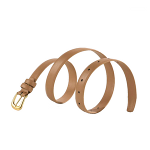 Basic Leather Belt in Khaki