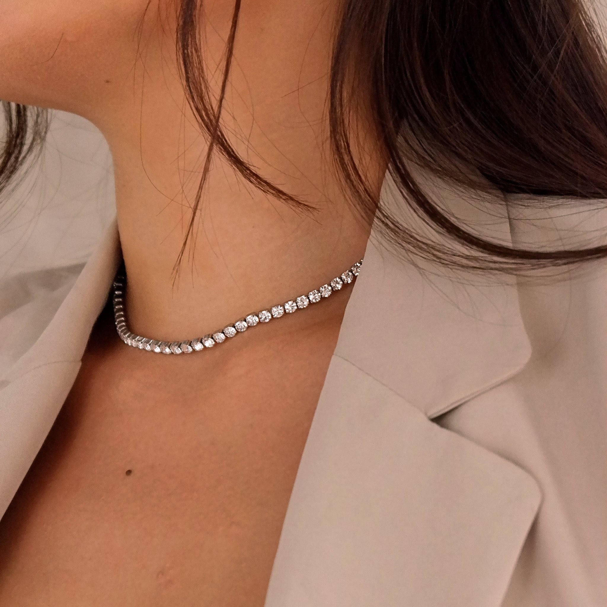 Large Diamond Multi-Row Tennis Necklace - Nuha Jewelers