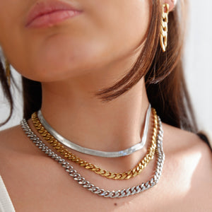 Flat Snake Necklace 16" - Silver