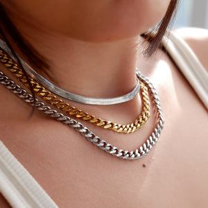 Flat Snake Necklace 16" - Silver