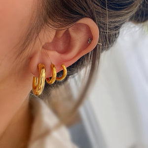 Double Basic Hoop Earrings