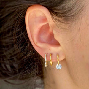 Solitaire Diamond Hoop Earrings