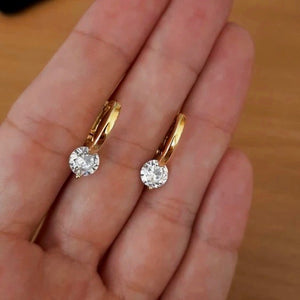 Solitaire Diamond Hoop Earrings