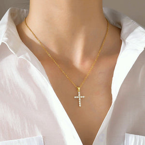 Medium Cross Diamond Necklace