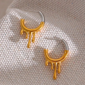 Contrast Melting Hoop Earrings