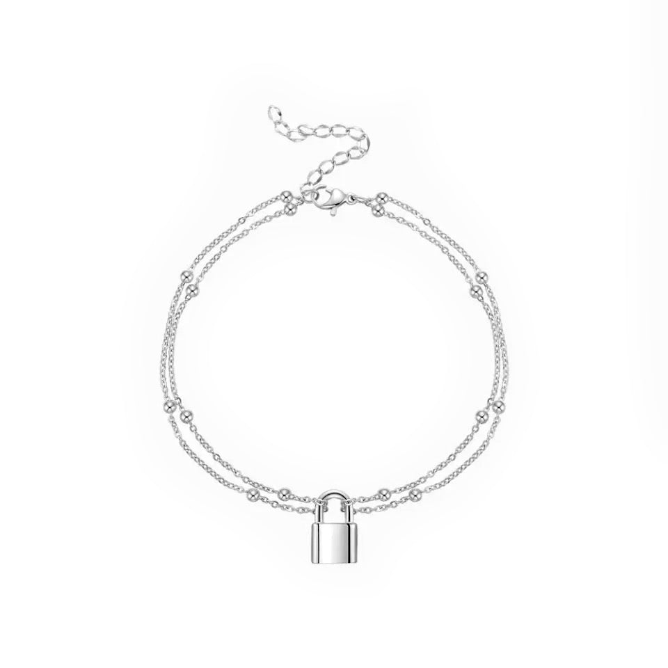 Lock Bits Chain Anklet - Silver