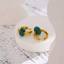 Load image into Gallery viewer, Malachite Dangle Hoops