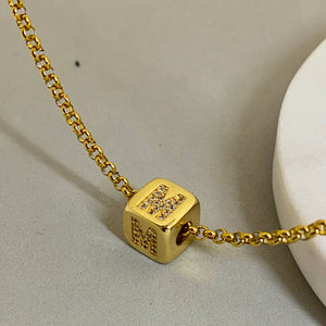Cube Letter Diamond Necklace