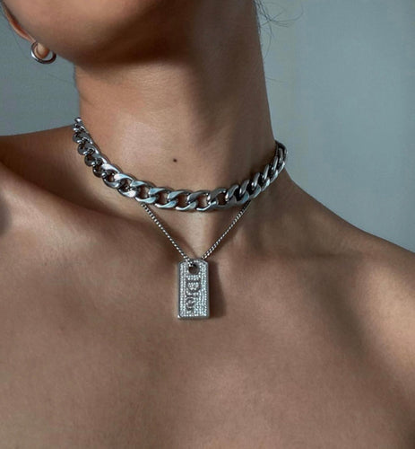 Chunky Link Chain Necklace - Silver